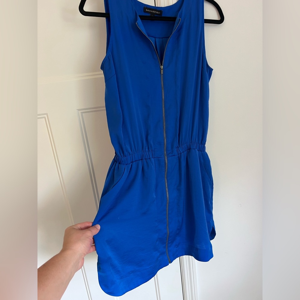 Banana Republic Royal Blue Sleeveless Zip-Front Mini Dress